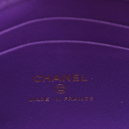 Chanel Lambskin Quilted Top Handle Flap Clutch With Chain Purple 6 of 13