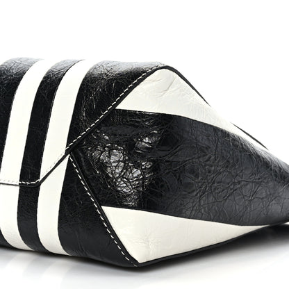 Balenciaga Agneau Arena Striped Patchwork Large Barbes Z Pouch with Handle Black White 8 of 8
