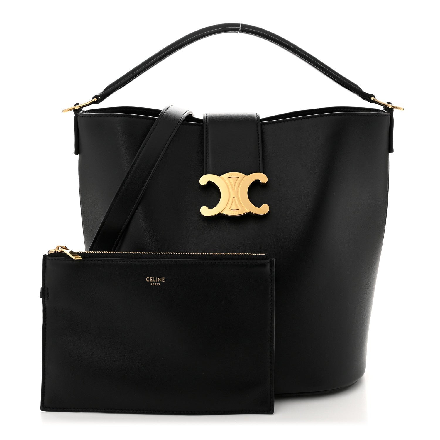Celine Smooth Calfskin Triomphe Medium Louise Bag Black 3 of 10