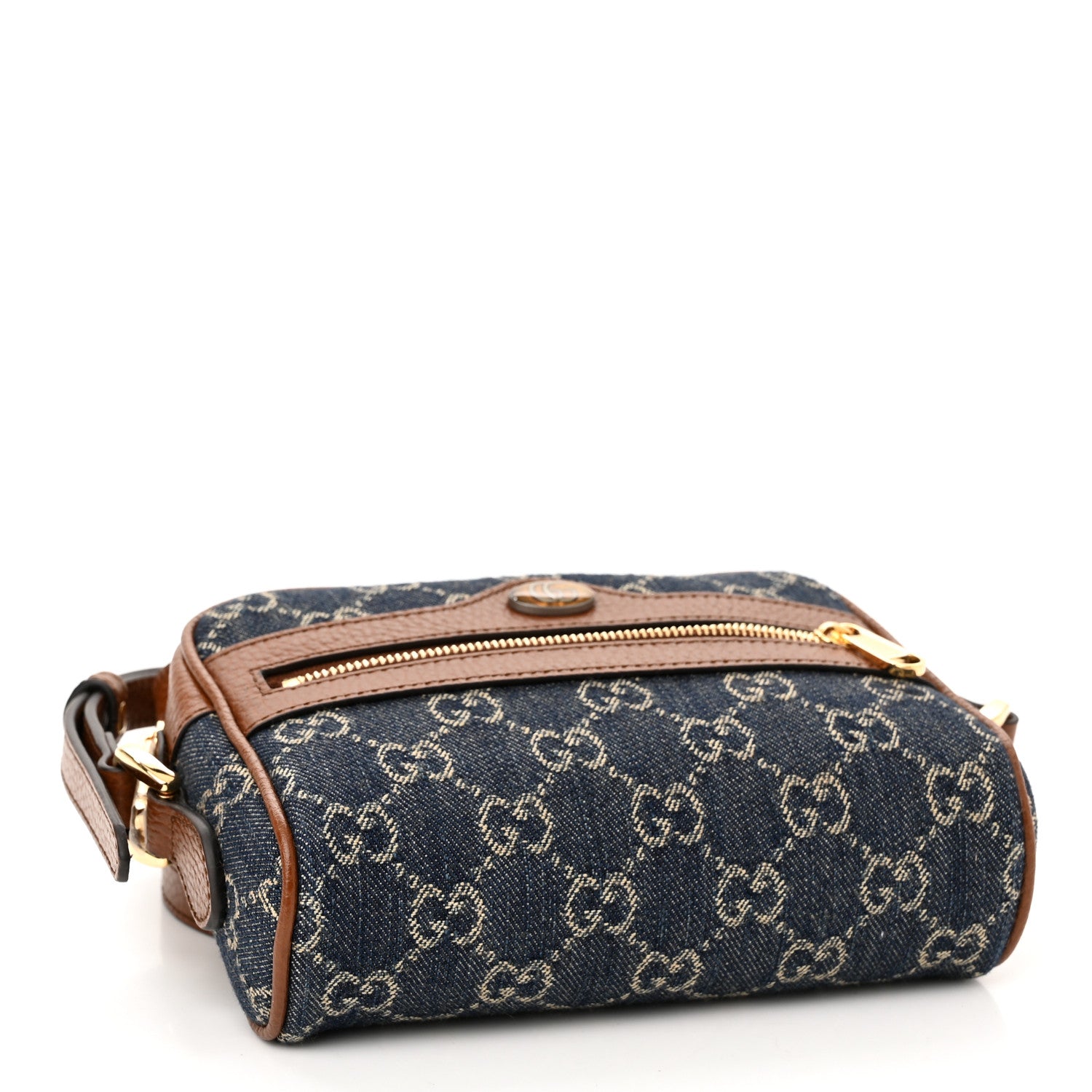 Gucci New Denim GG Monogram Dollar Calfskin Mini Ophidia Shoulder Bag Blue Tea Cuir Epilog 4 of 11