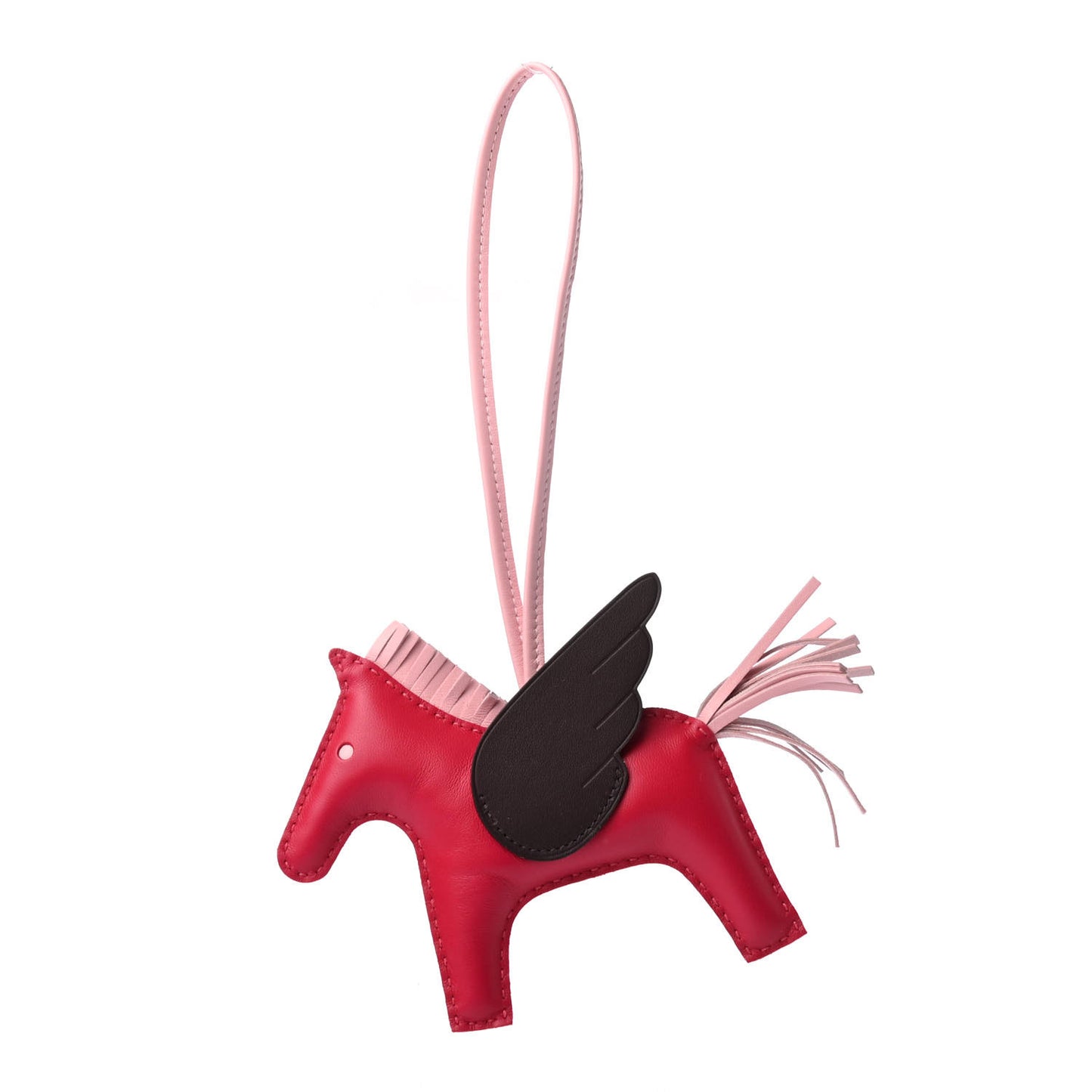 Milo Lambskin Grigri Rodeo Pegase Horse Bag Charm MM Framboise Rose Sakura Rouge Sellier