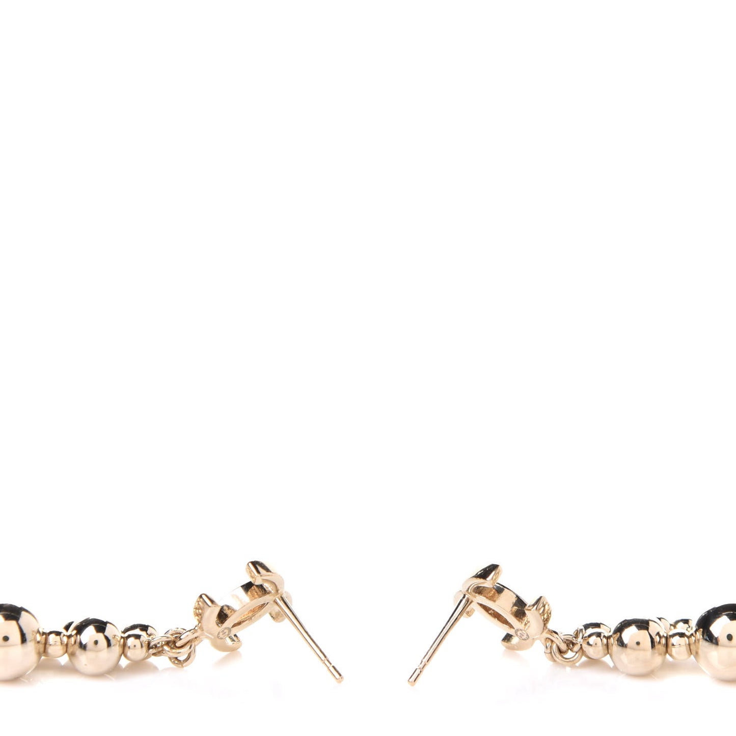 Metal CC Bead Drop Earrings Gold