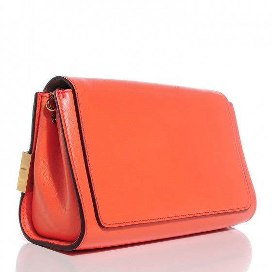Lambskin Medium Elle Chain Clutch Coral Pop