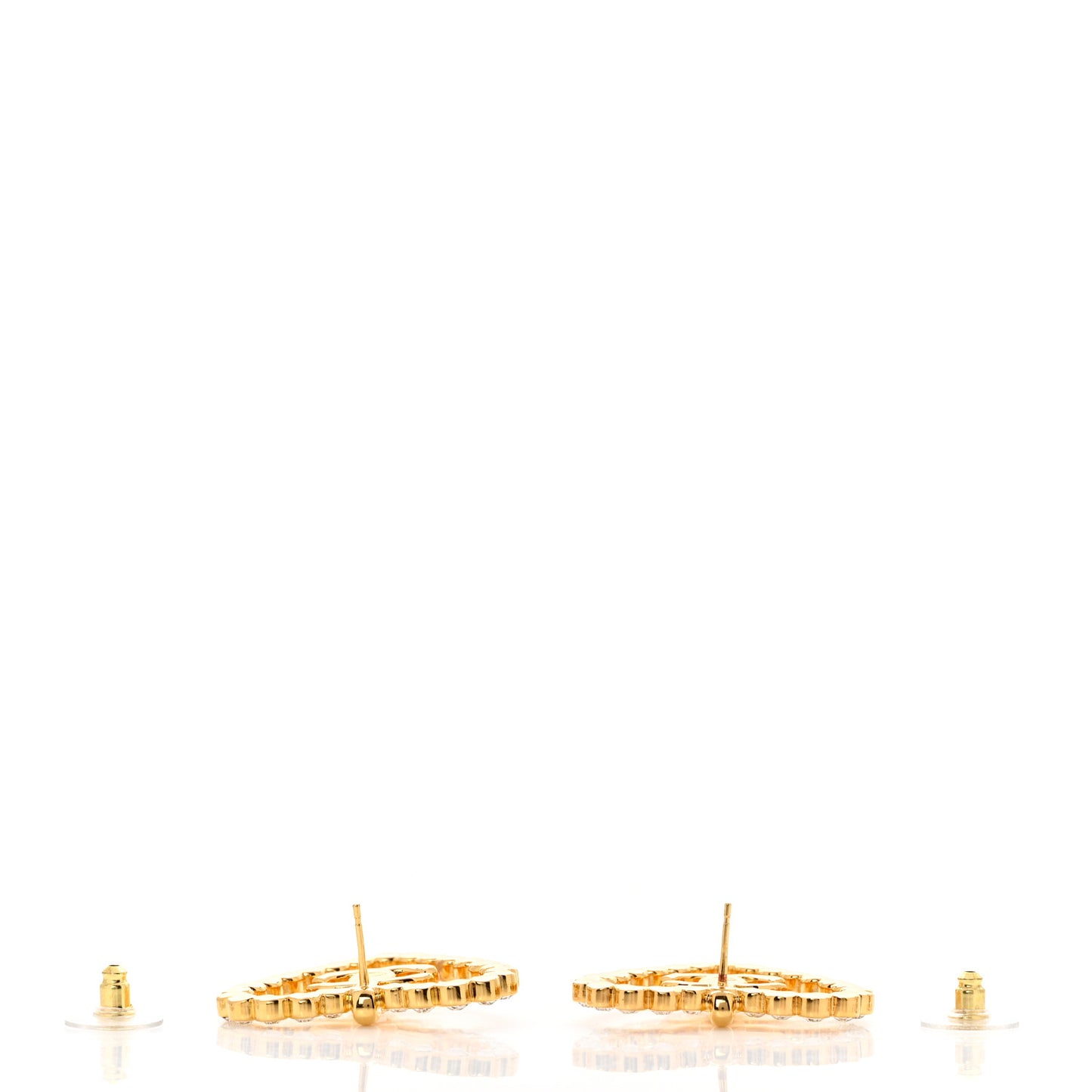 Crystal Heart CC Earrings Gold