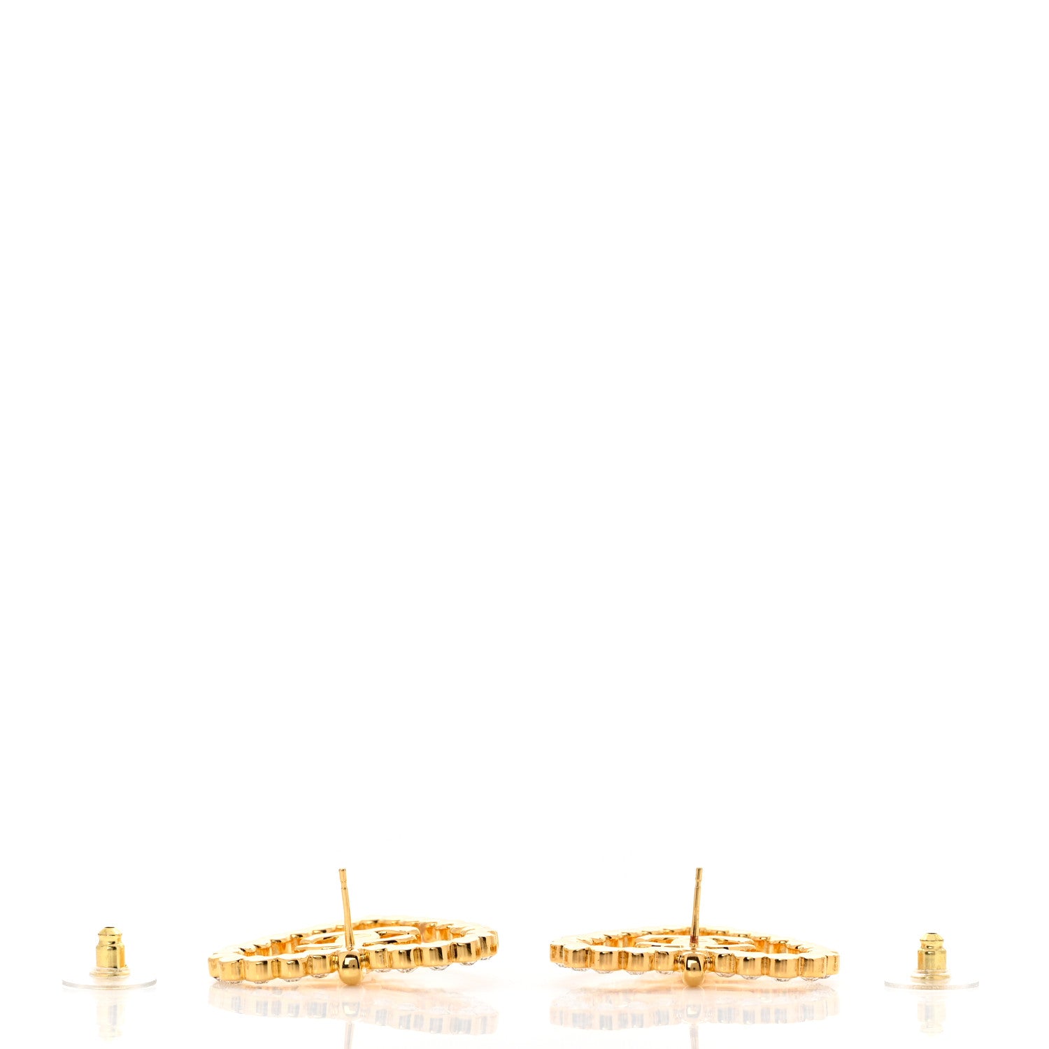 Chanel Crystal Heart CC Earrings Gold 3 of 4