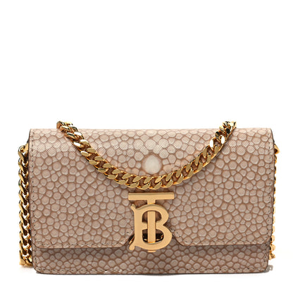 Burberry Calfskin Stingray Print Small TB Chain Bag Light Sand 1 of 6