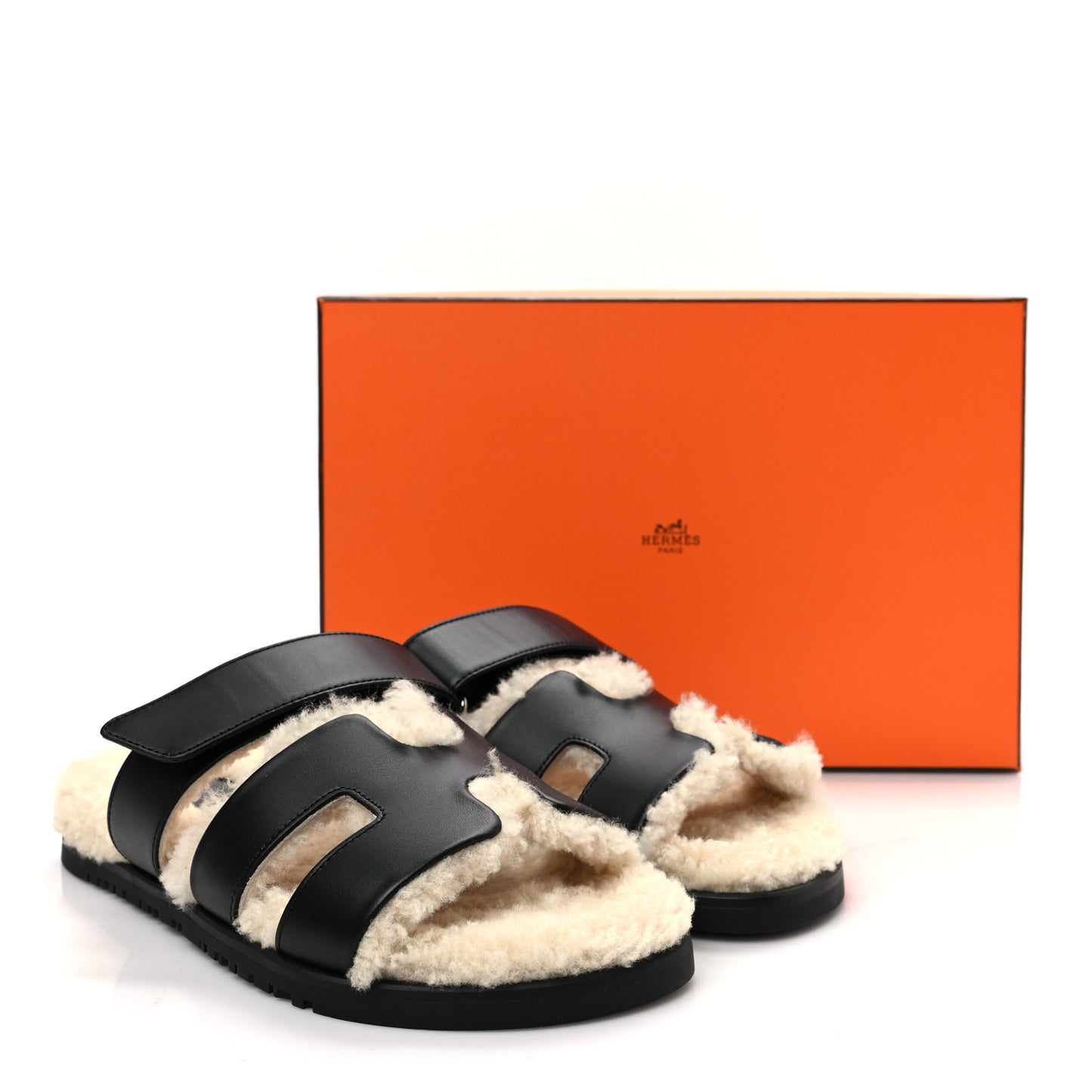 Calfskin Woolskin Womens Chypre Sandals 37 Black Ecru