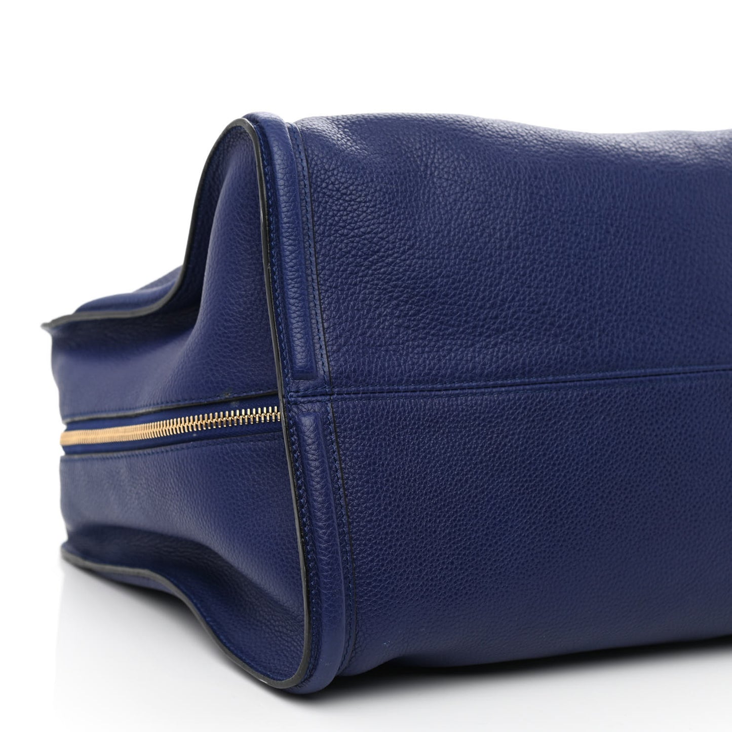 Pebbled Calfskin Large Skull Padlock Zip Around Tote Ultramarine