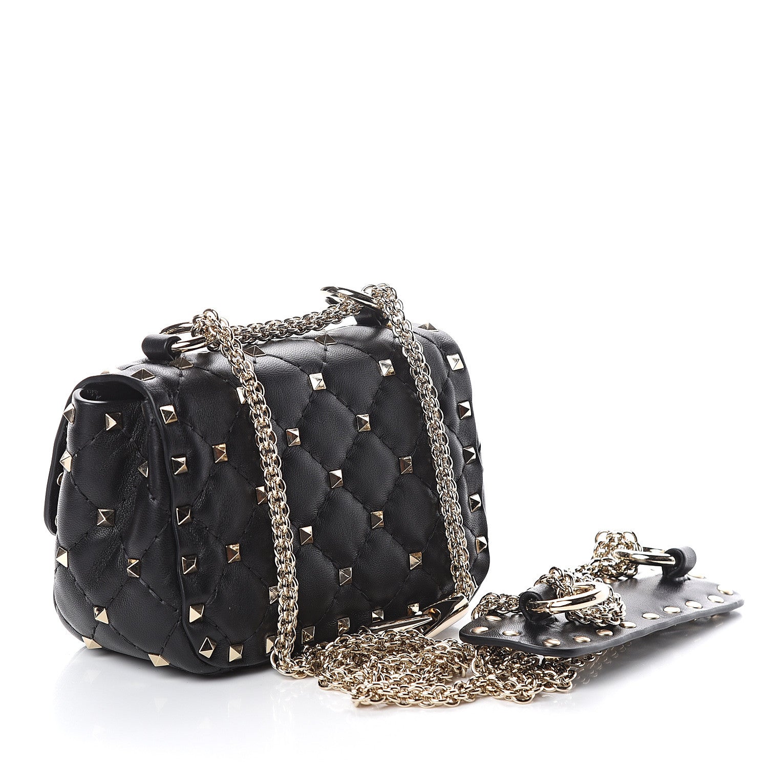 Valentino Garavani Nappa Micro Rockstud Spike Shoulder Bag Black 2 of 7