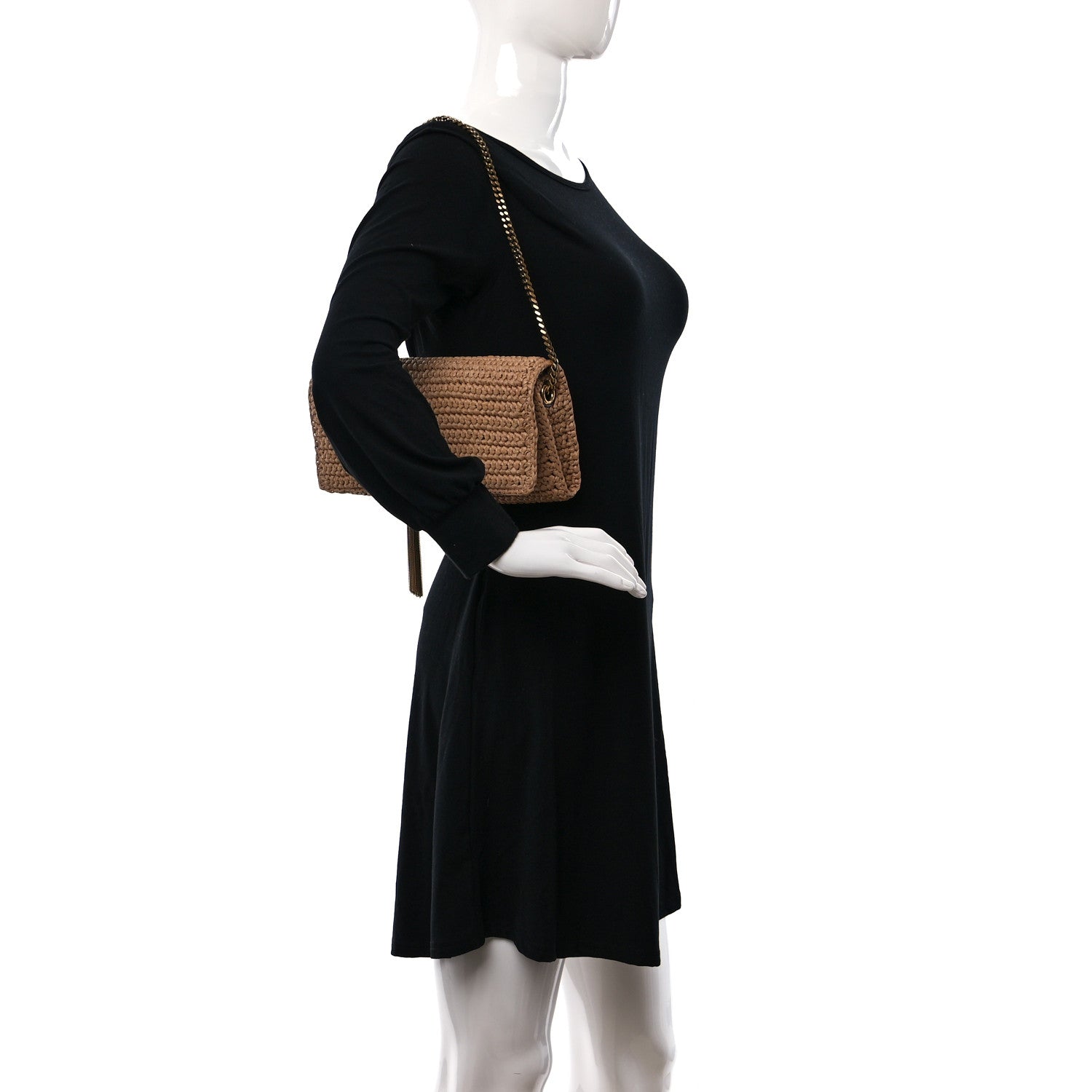 Saint Laurent Raffia Monogram Tassel Kate 99 Dark Nude 2 of 10