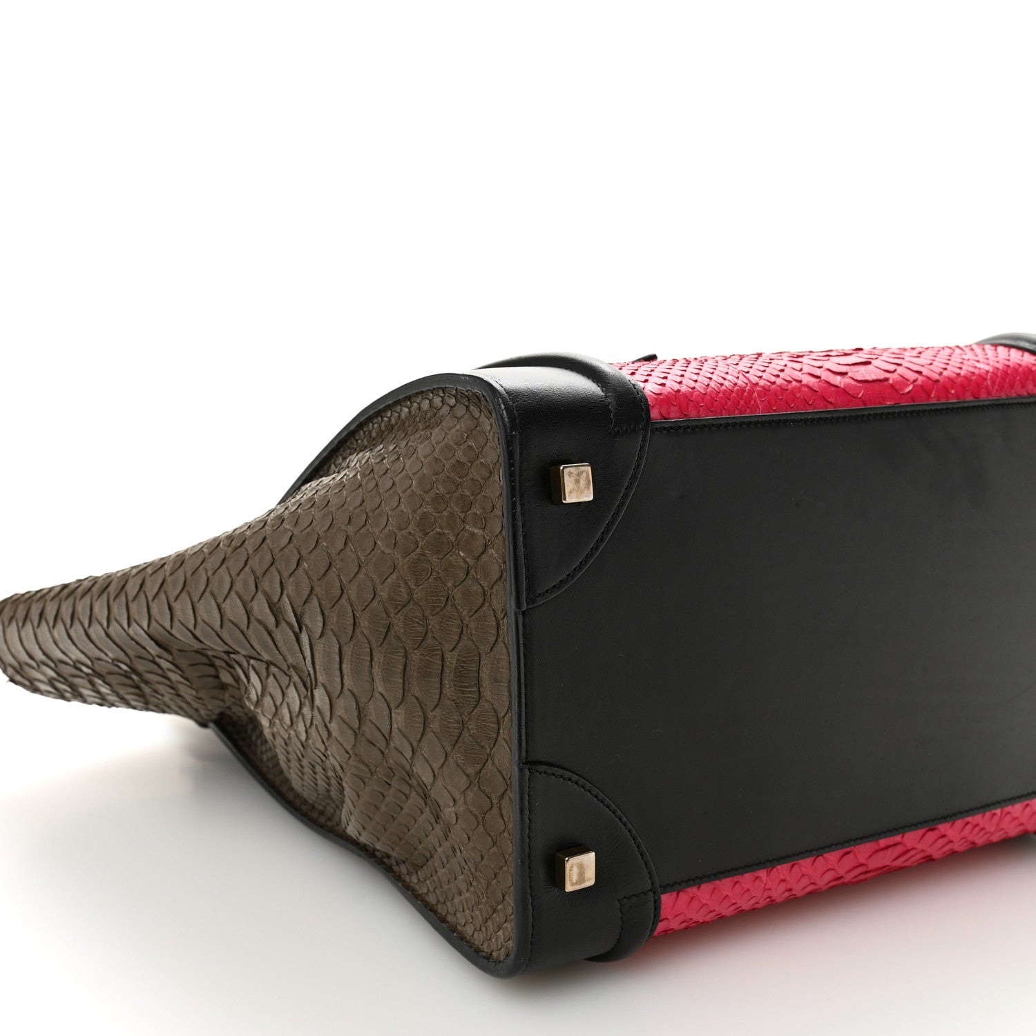 Celine Snakeskin Smooth Calfskin Mini Tri-Color Luggage Fuchsia 8 of 11