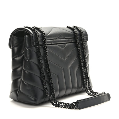 Saint Laurent Calfskin Y Quilted Monogram Monochrome Small Loulou Chain Satchel Black 3 of 8