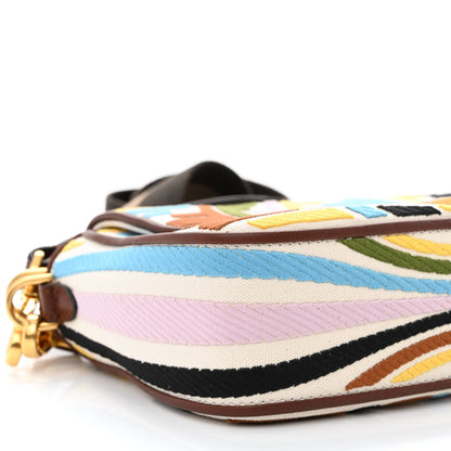 Fendi X SARA COLEMAN Canvas Vitello King Seta FF Fish Eye Embroidered Baguette Grezzo Multicolor Ghianda 10 of 11
