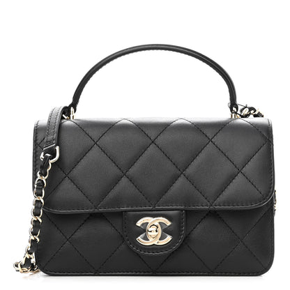 Chanel Calfskin Quilted Small Top Handle Flap Black 1 of 10
