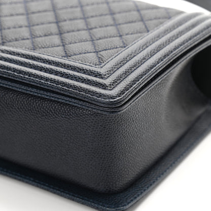 Chanel Caviar Quilted New Medium Boy Flap Dark Navy Blue 11 of 12