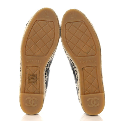 Chanel Lambskin Printed CC Espadrilles 37 Black White 5 of 8