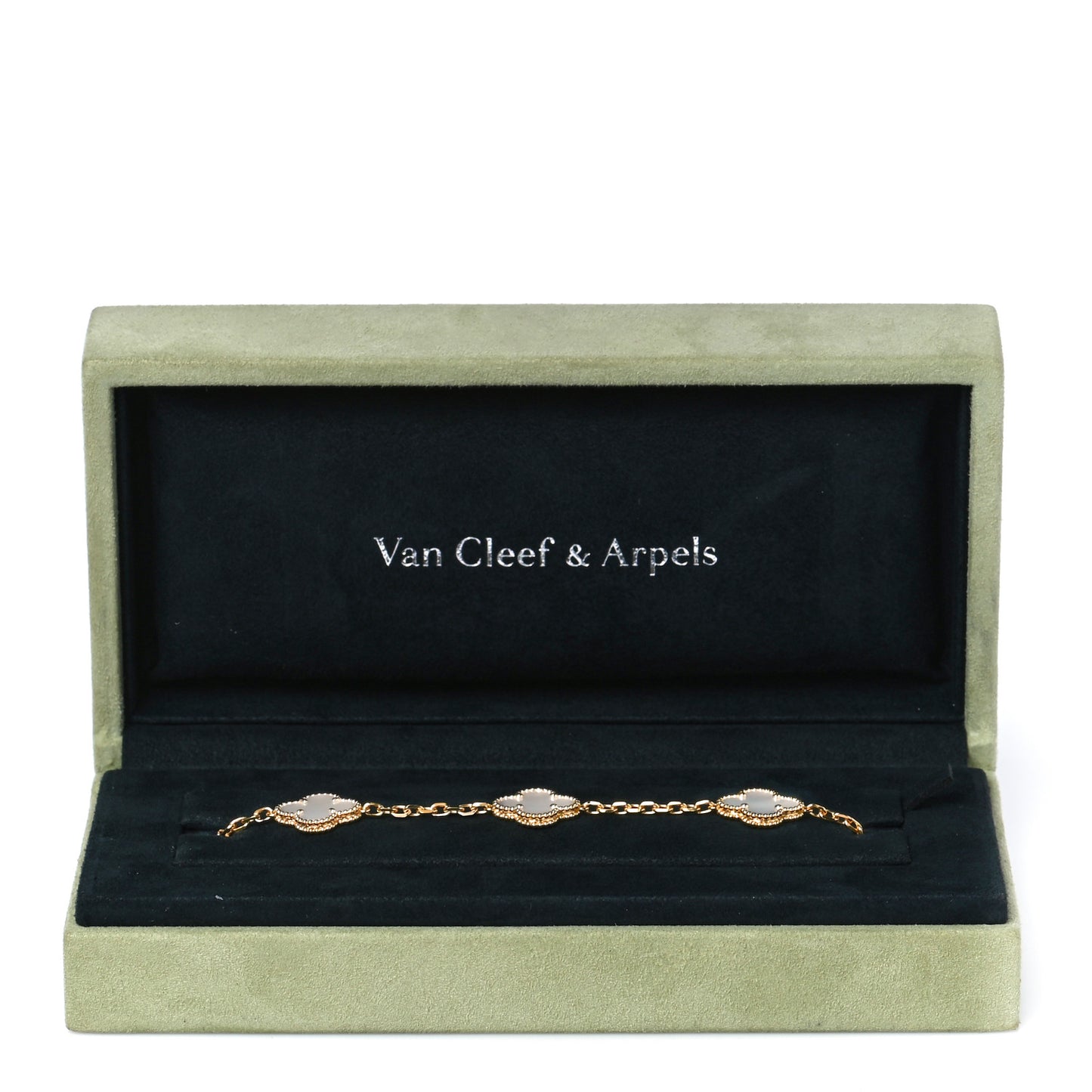 18K Yellow Gold Mother of Pearl 5 Motifs Vintage Alhambra Bracelet