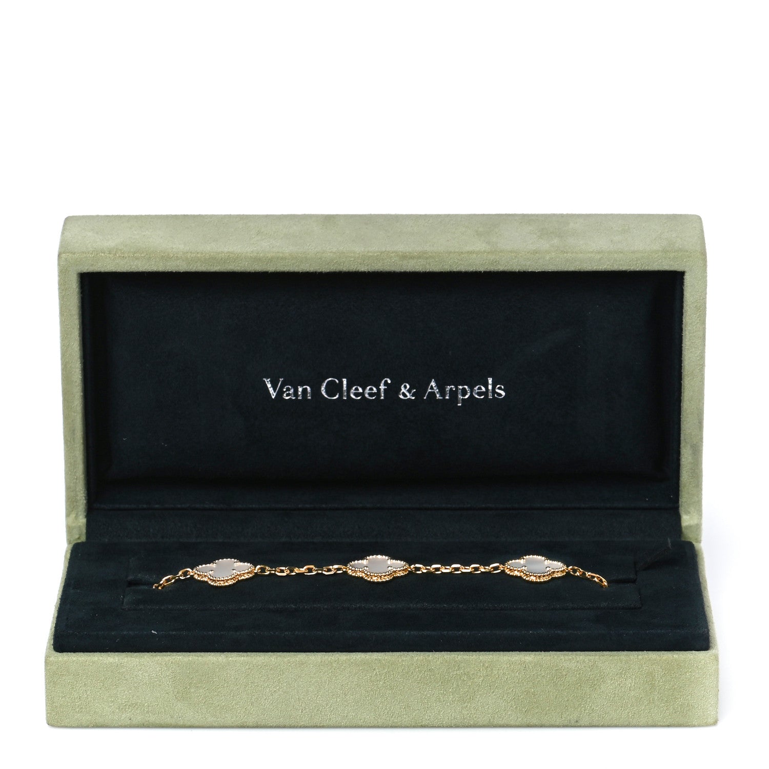 Van Cleef & Arpels 18K Yellow Gold Mother of Pearl 5 Motifs Vintage Alhambra Bracelet 7 of 7