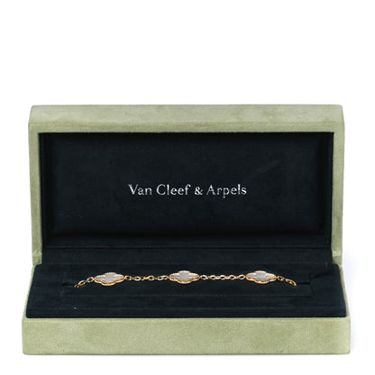 Van Cleef & Arpels 18K Yellow Gold Mother of Pearl 5 Motifs Vintage Alhambra Bracelet 7 of 7