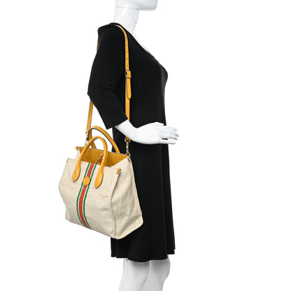 Gucci Vintage Canvas Calfskin Web Foldable Tote 2 of 10