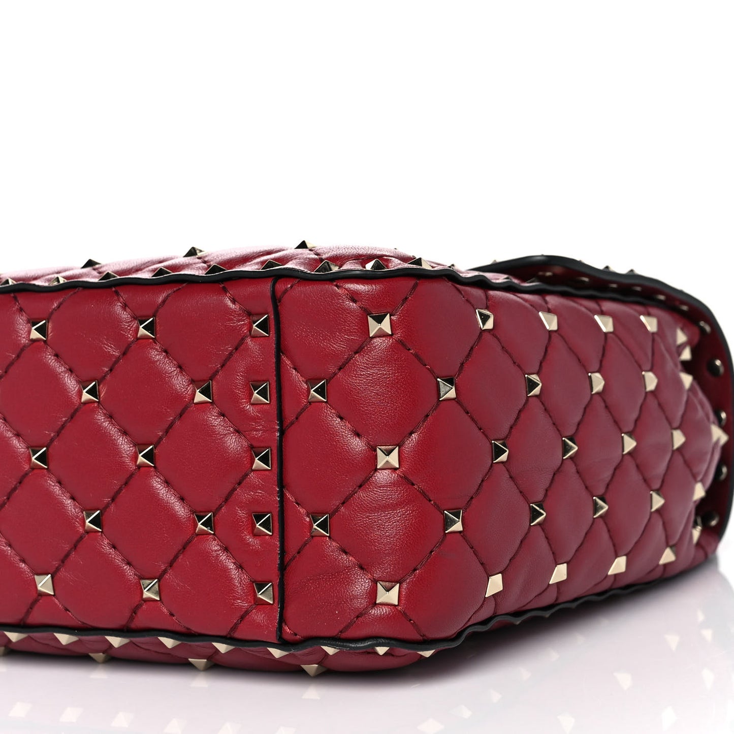Nappa Large Rockstud Spike Shoulder Bag Rubino