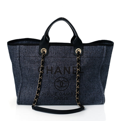 Chanel Lurex Boucle Medium Deauville Tote Blue 1 of 10