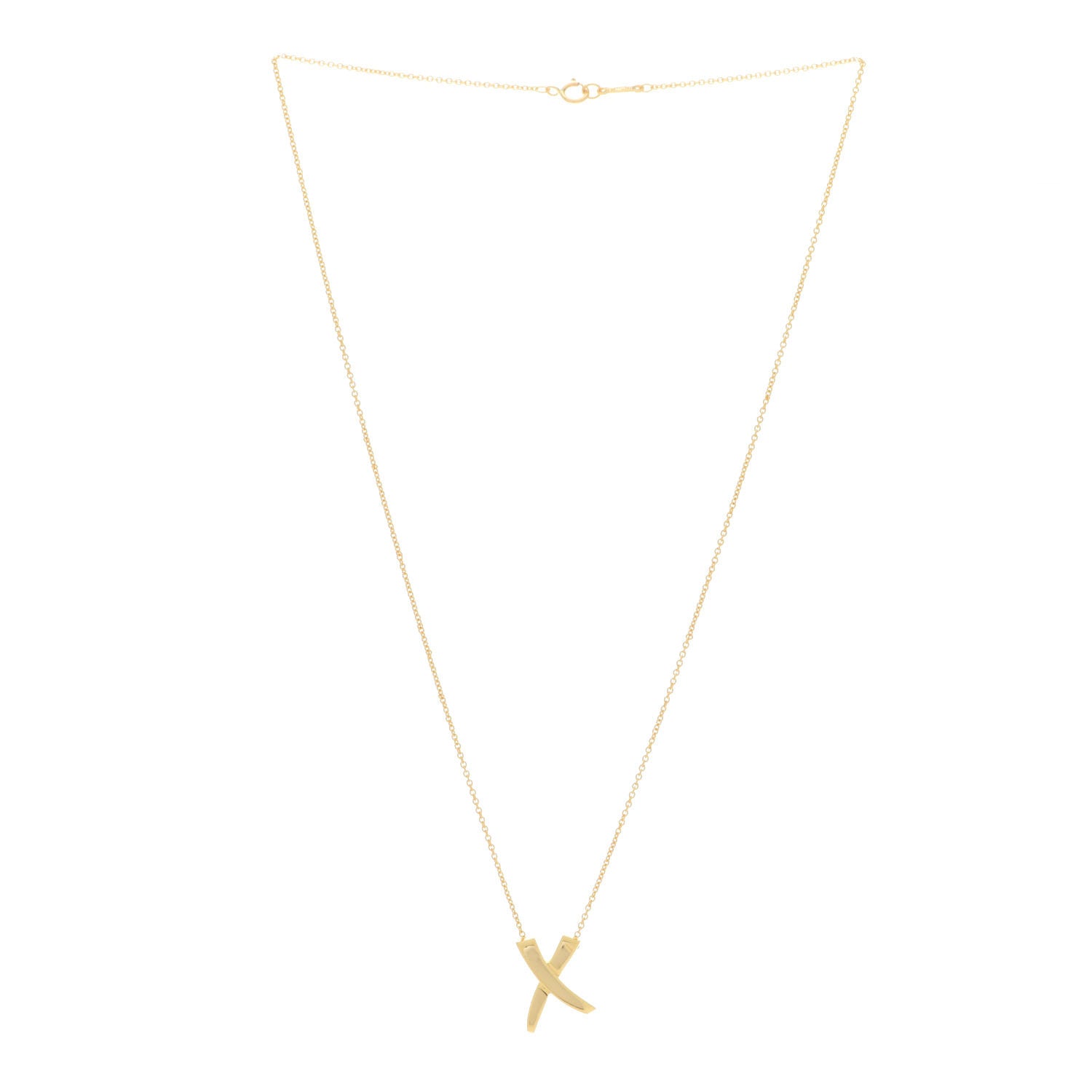 Tiffany 18K Yellow Gold Paloma Picasso Graffiti X Pendant Necklace 3 of 6