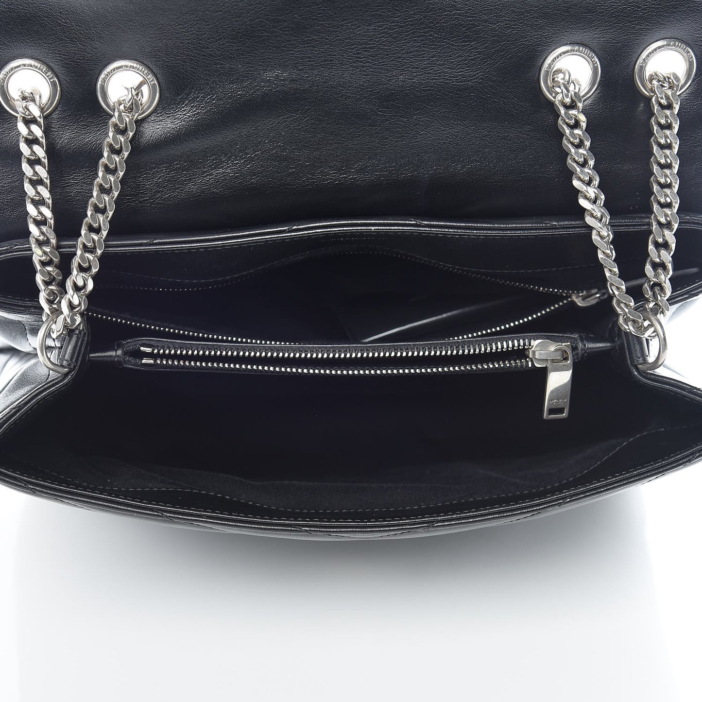 Calfskin Y Quilted Monogram Medium Loulou Chain Satchel Black