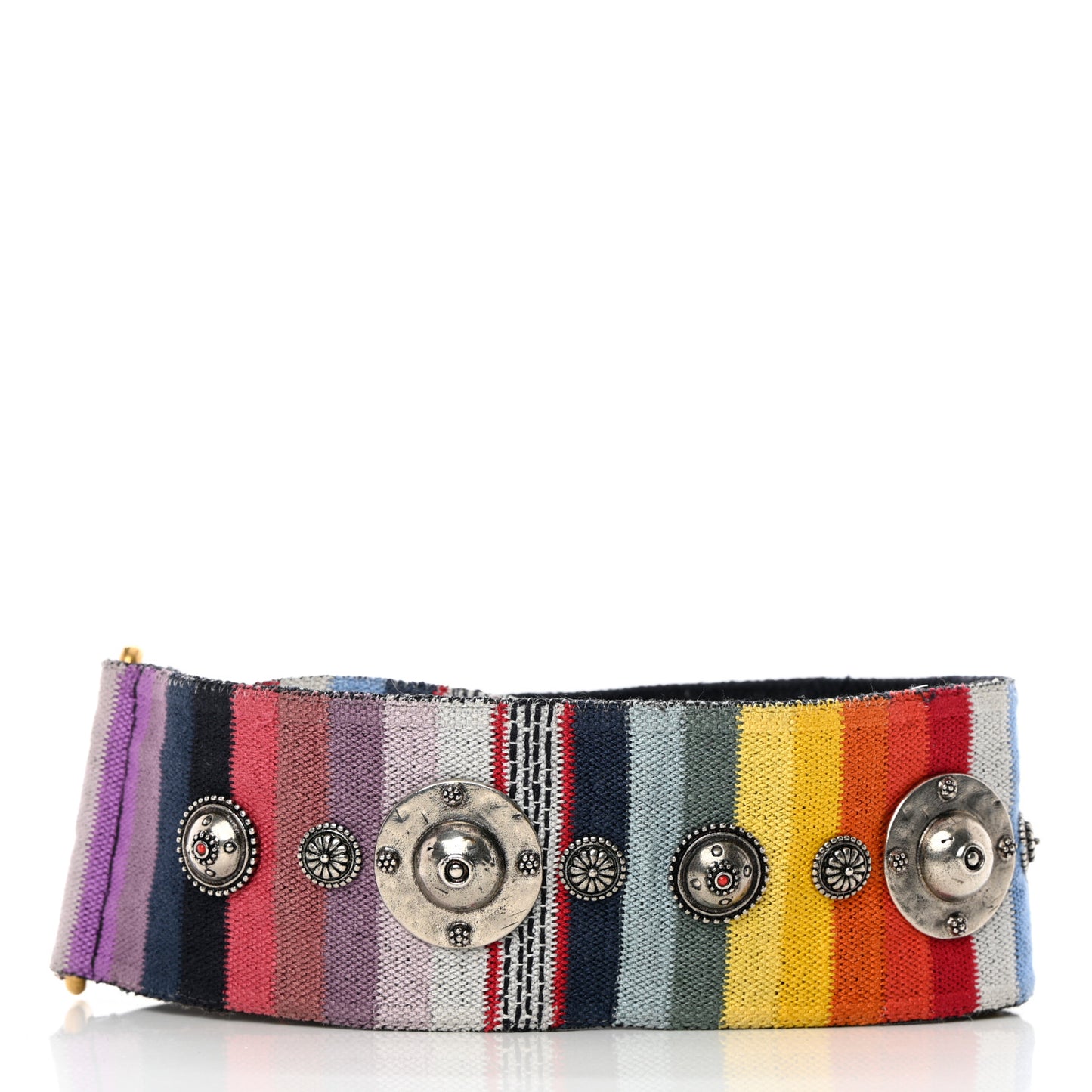 Canvas Embroidered Studded Rainbow Shoulder Strap