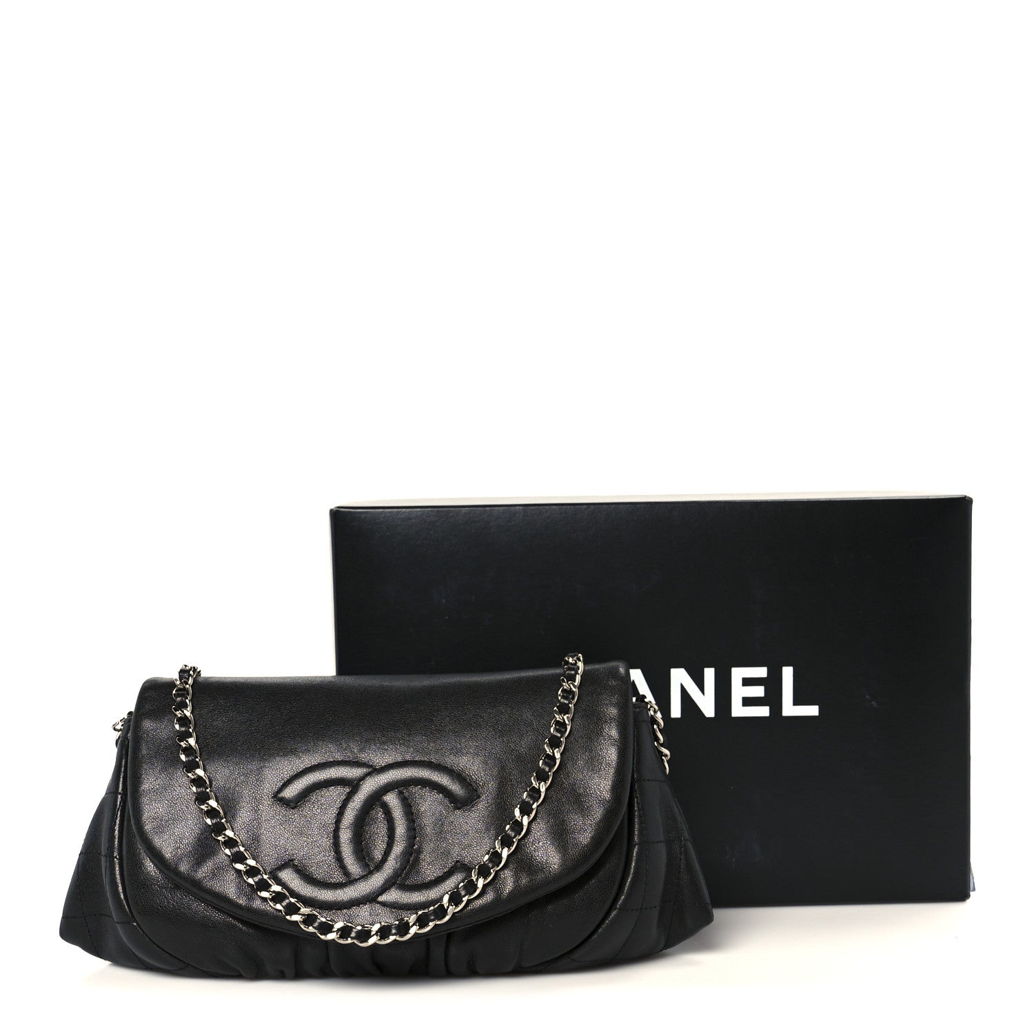 Chanel Lambskin Half Moon Wallet On Chain WOC Black 13 of 13