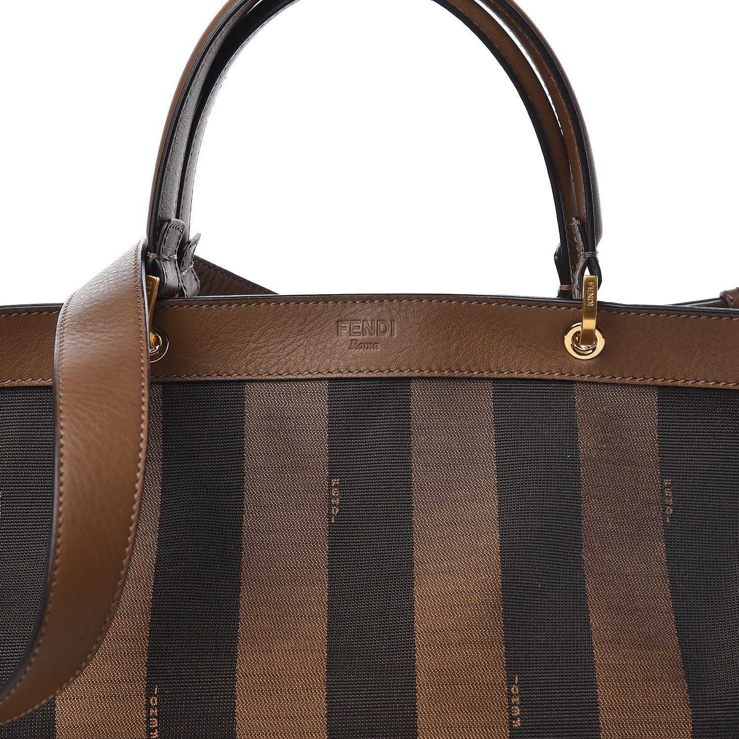 Fendi Pequin Vitello Shoulder Tote Tobacco Foresta 9 of 11