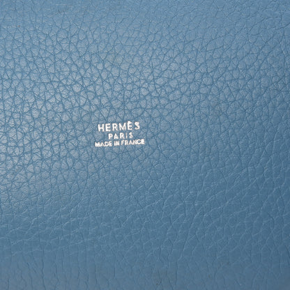 Hermes Taurillon Clemence Mangeoire Rope Bag Blue Jean 6 of 9