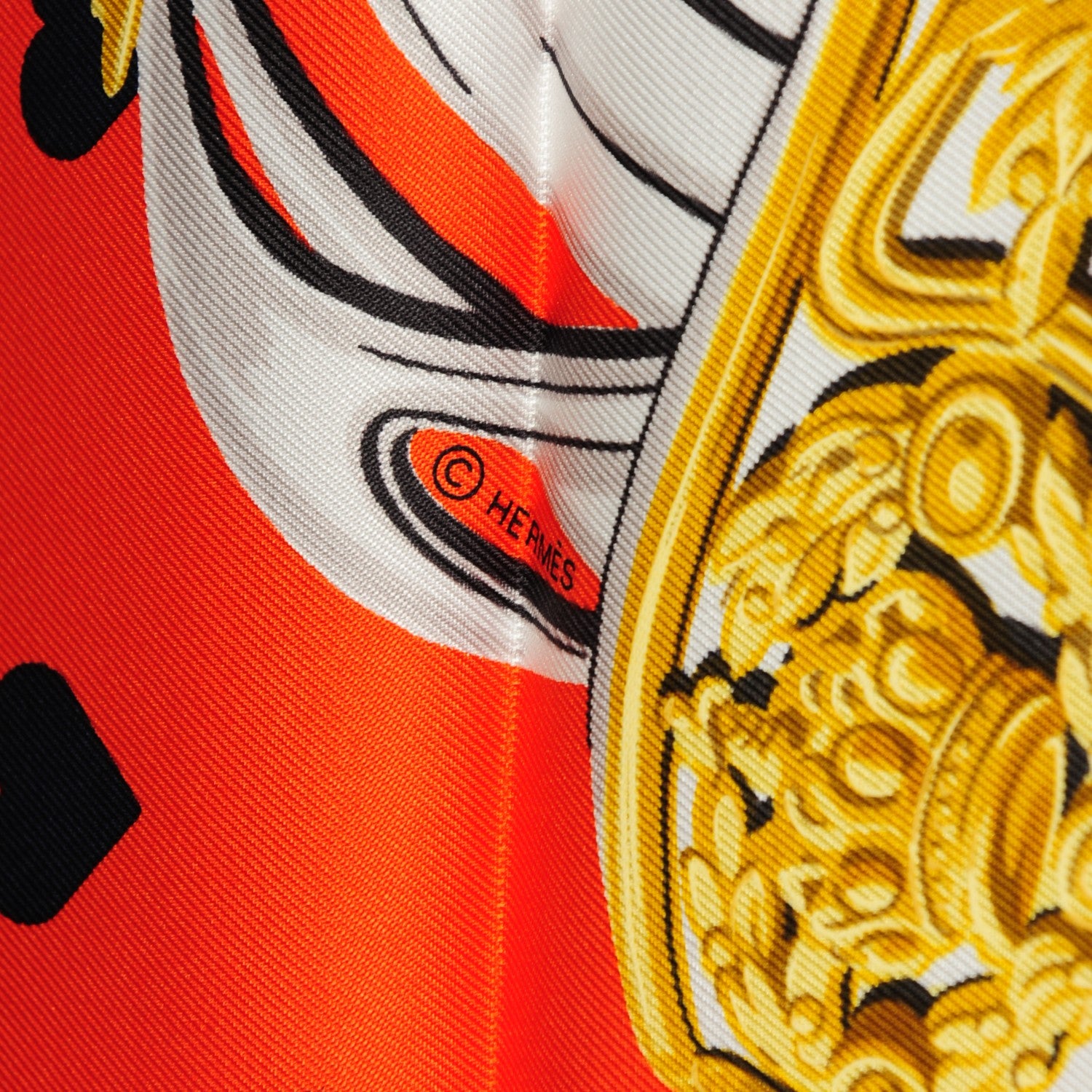 Hermes Silk Brides De Gala Love Scarf 90 Orange Marine Blanc 3 of 5