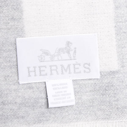 Hermes Wool Promenade Au Faubourg Blanket Blanc Gris 3 of 3