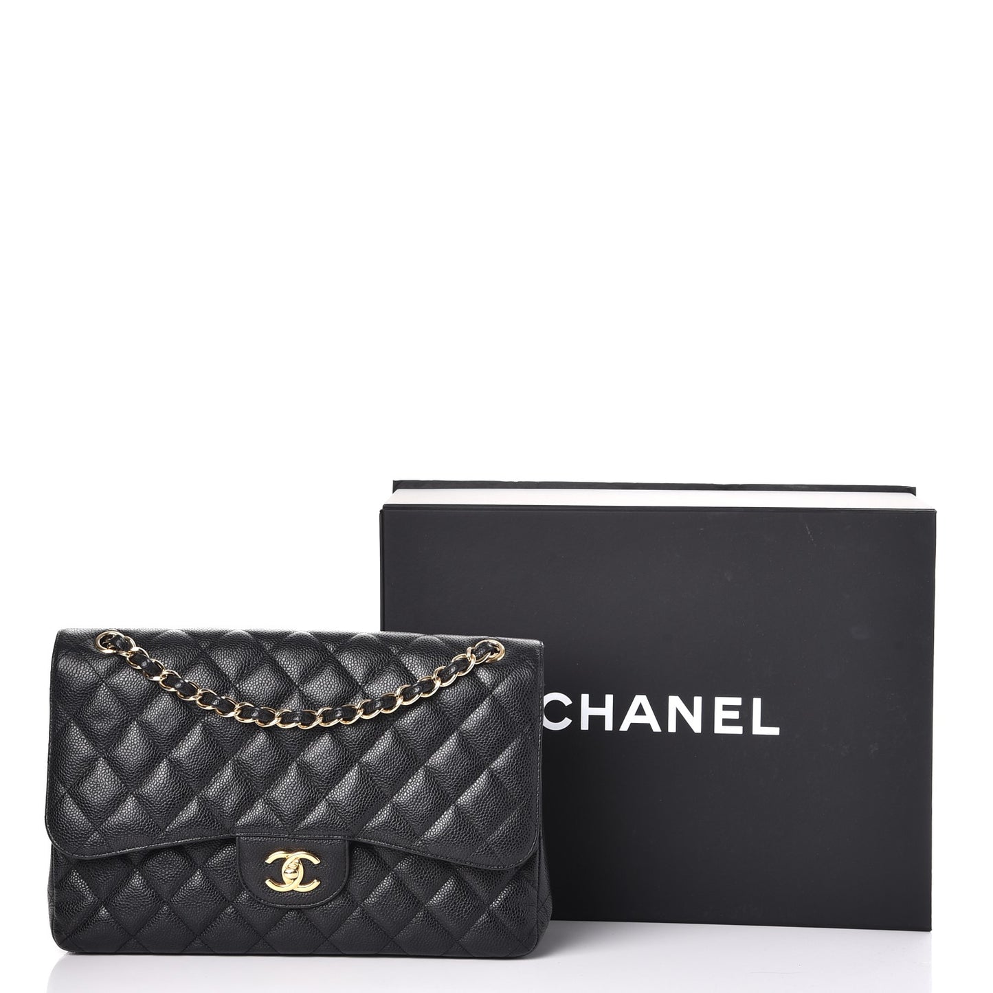 Caviar Quilted Jumbo Double Flap Black