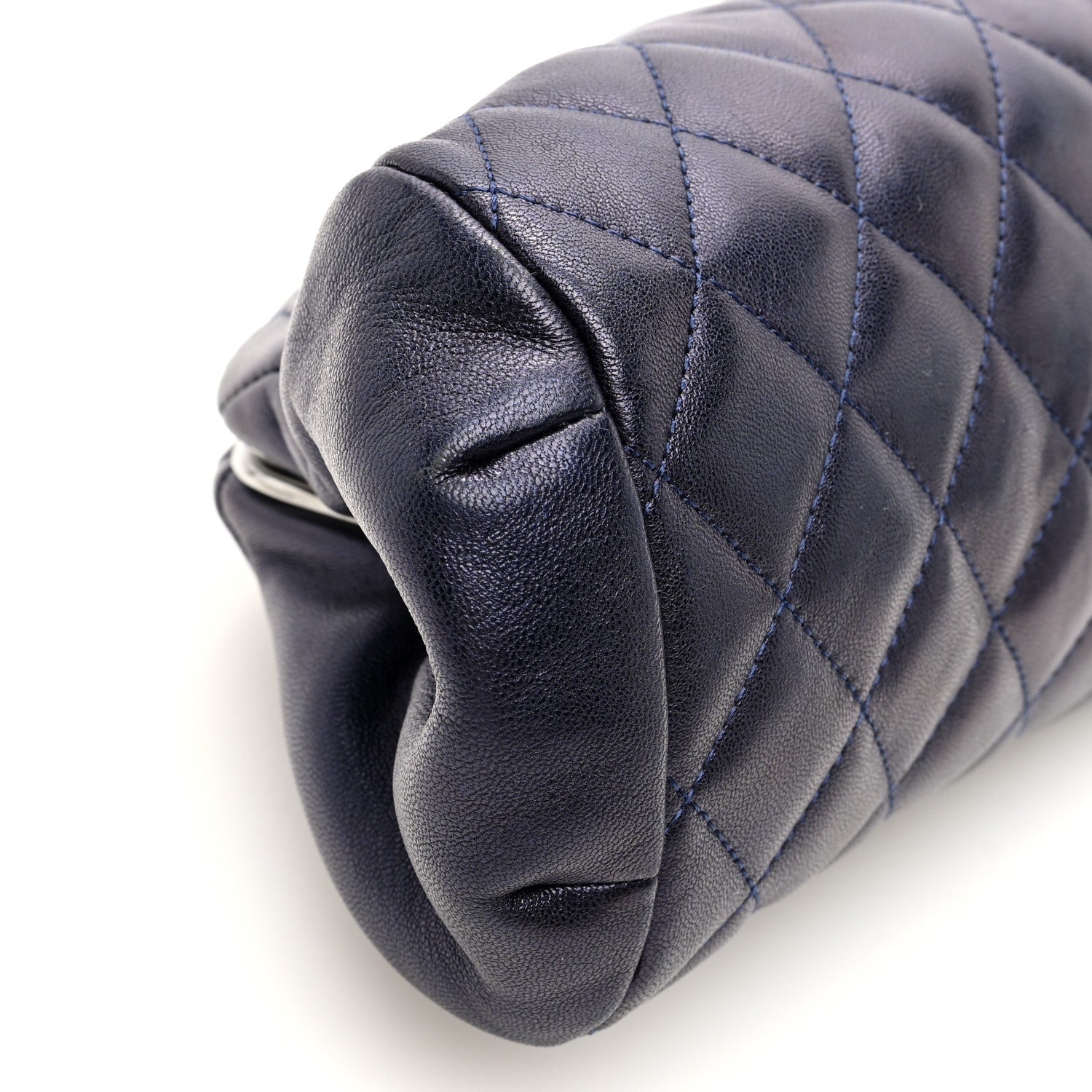 Chanel Metallic Lambskin Quilted Timeless Clutch  Blue 9 of 10
