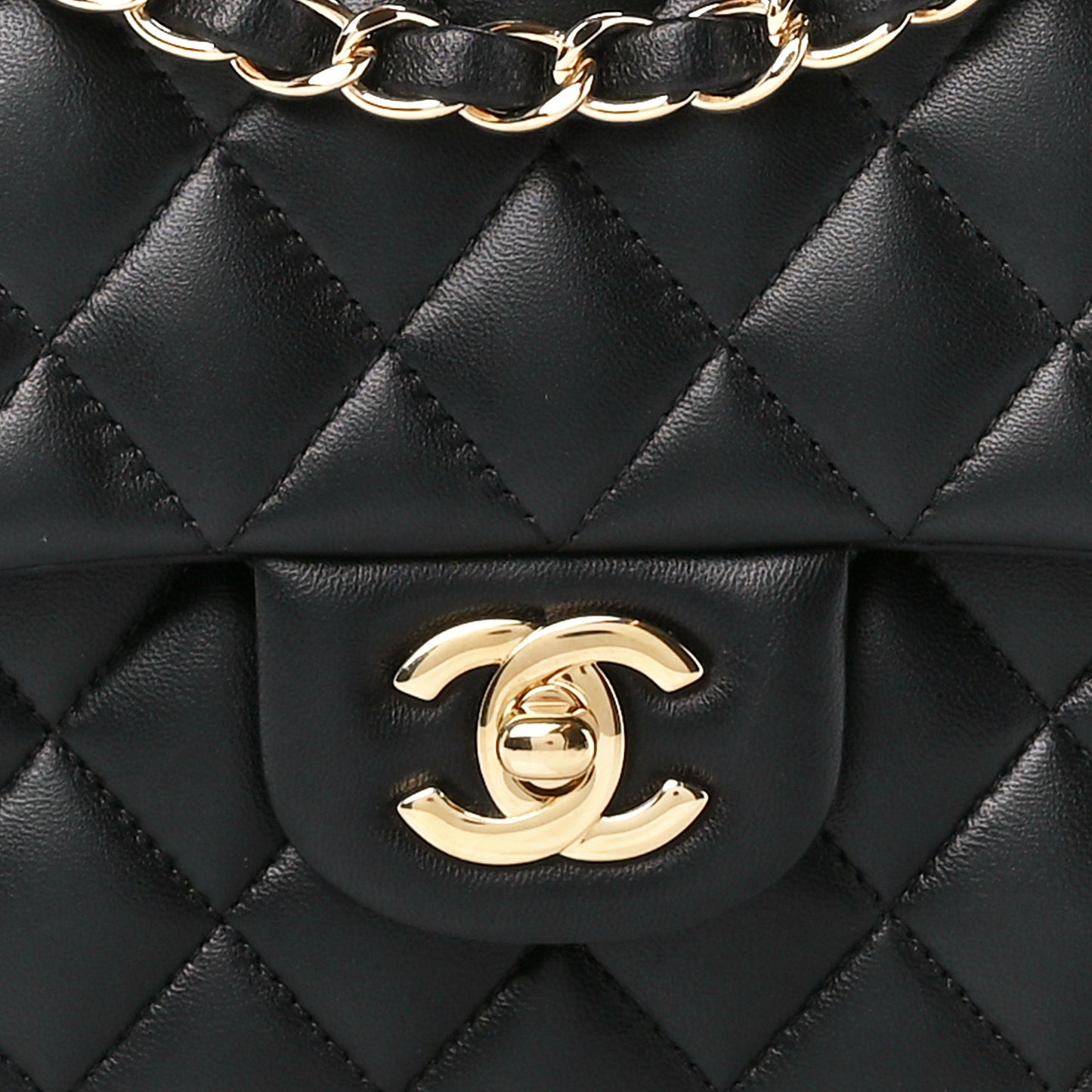 Lambskin Quilted Medium Double Flap Black