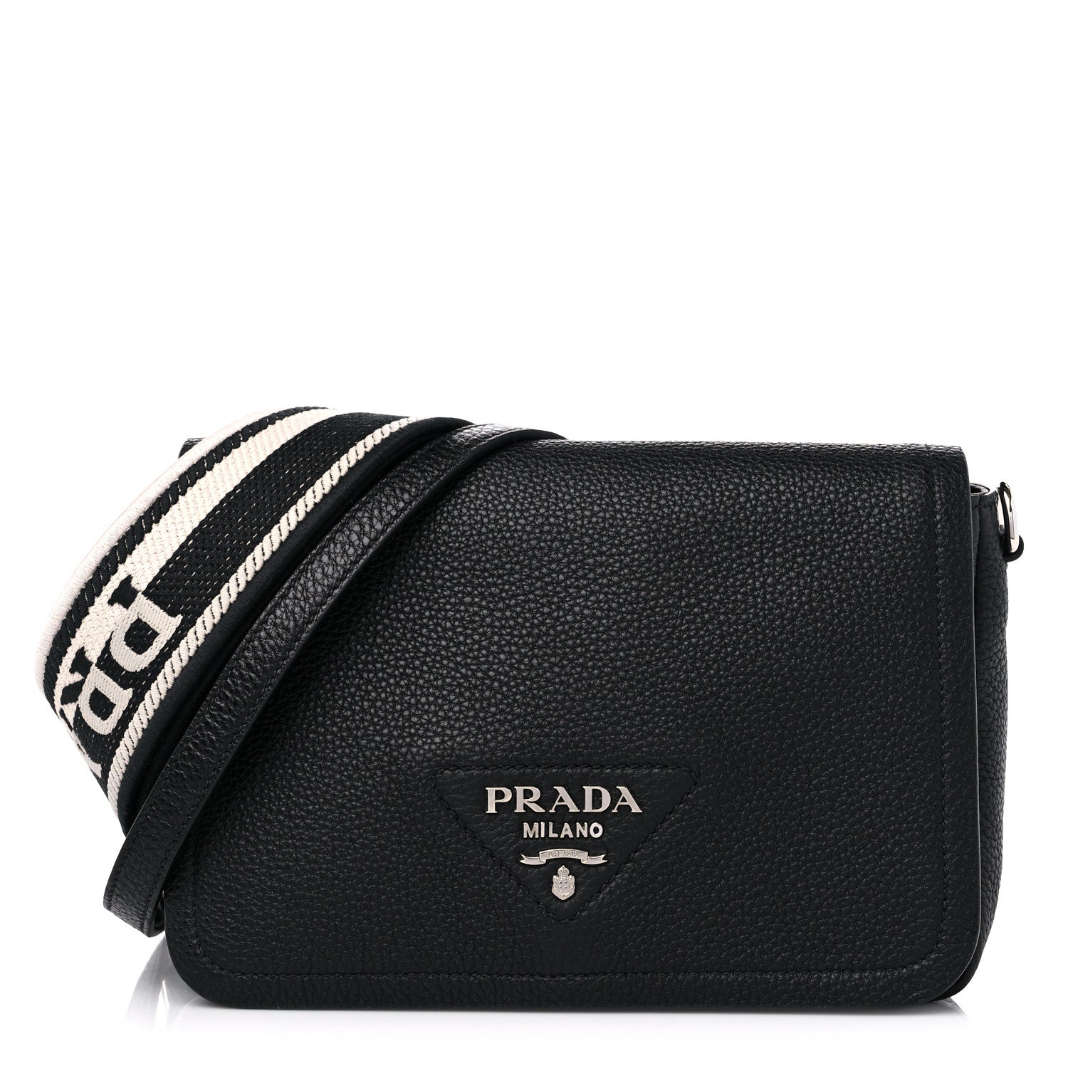 Prada Vitello Daino Soft Flap Crossbody Black 1 of 8