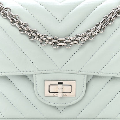 Chanel Aged Calfskin Chevron Quilted 2.55 Reissue Mini Flap Light Blue 8 of 11