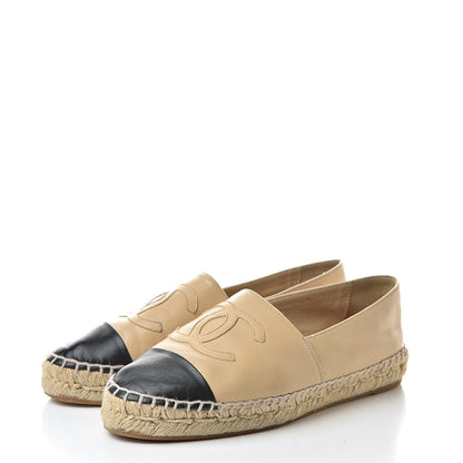 Chanel Lambskin CC Espadrilles 36 Beige Black 3 of 15