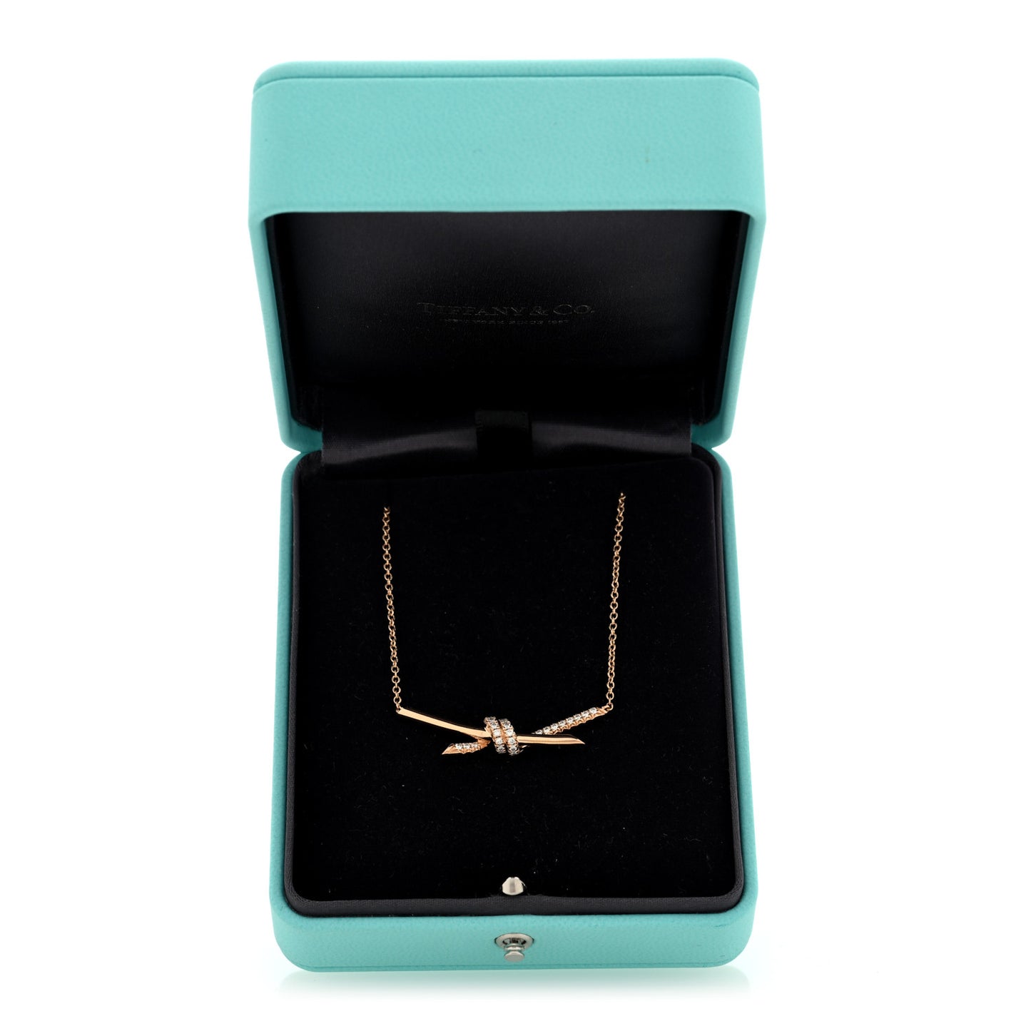 18K Rose Gold Diamond Knot Necklace