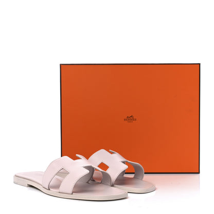 Hermes Box Calfskin Oran Sandals 40 Rose Pale 9 of 9