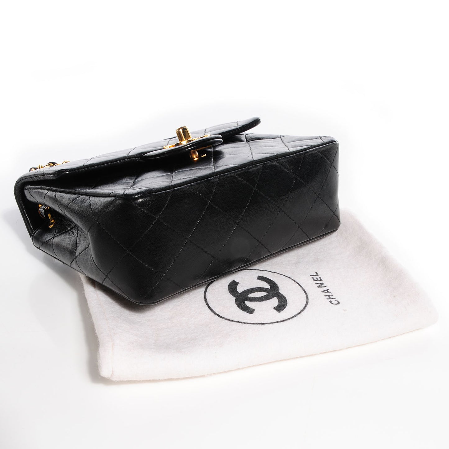 Lambskin Quilted Mini Square Flap Black