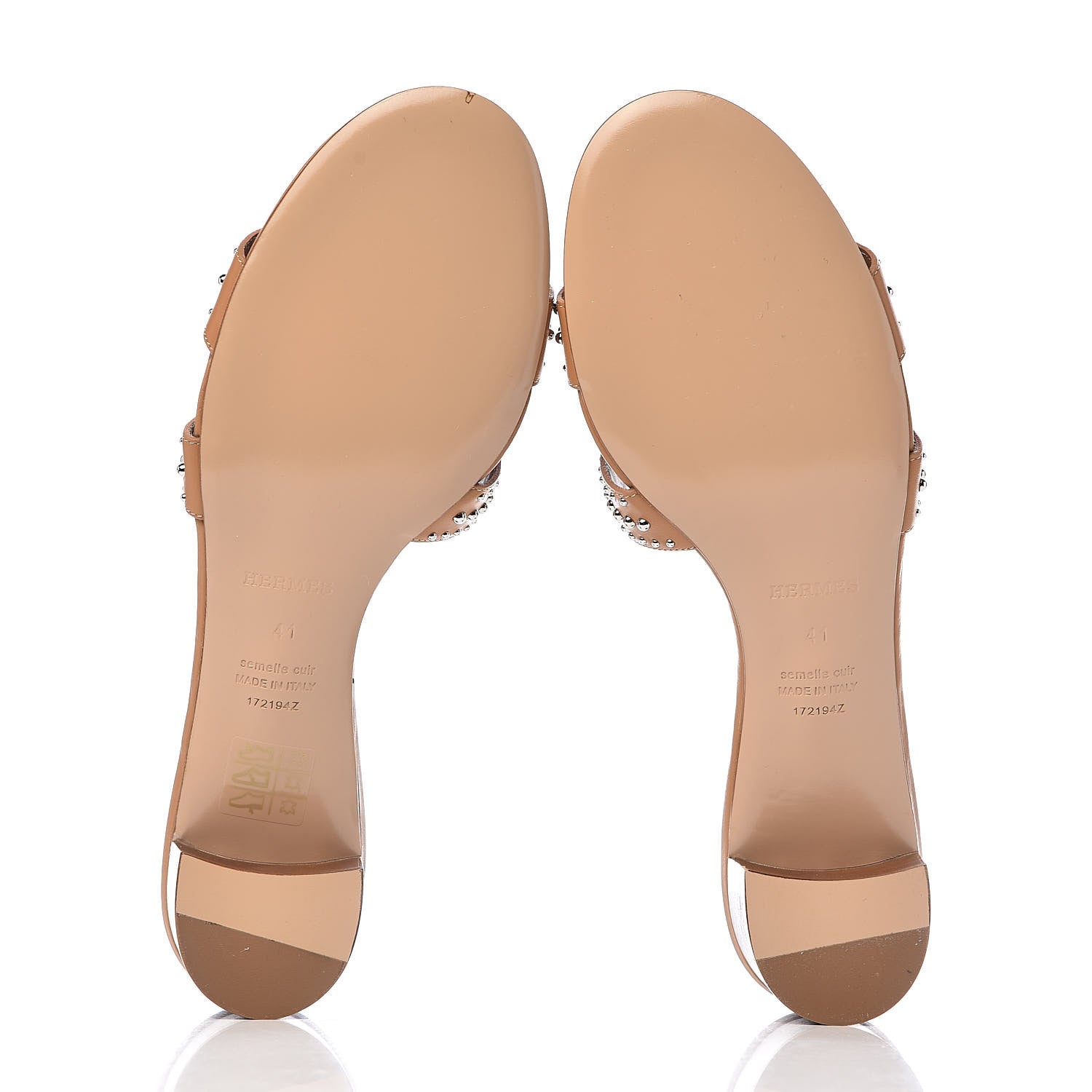 Hermes Calfskin Studded Oasis Sandals 41 Natural 5 of 10