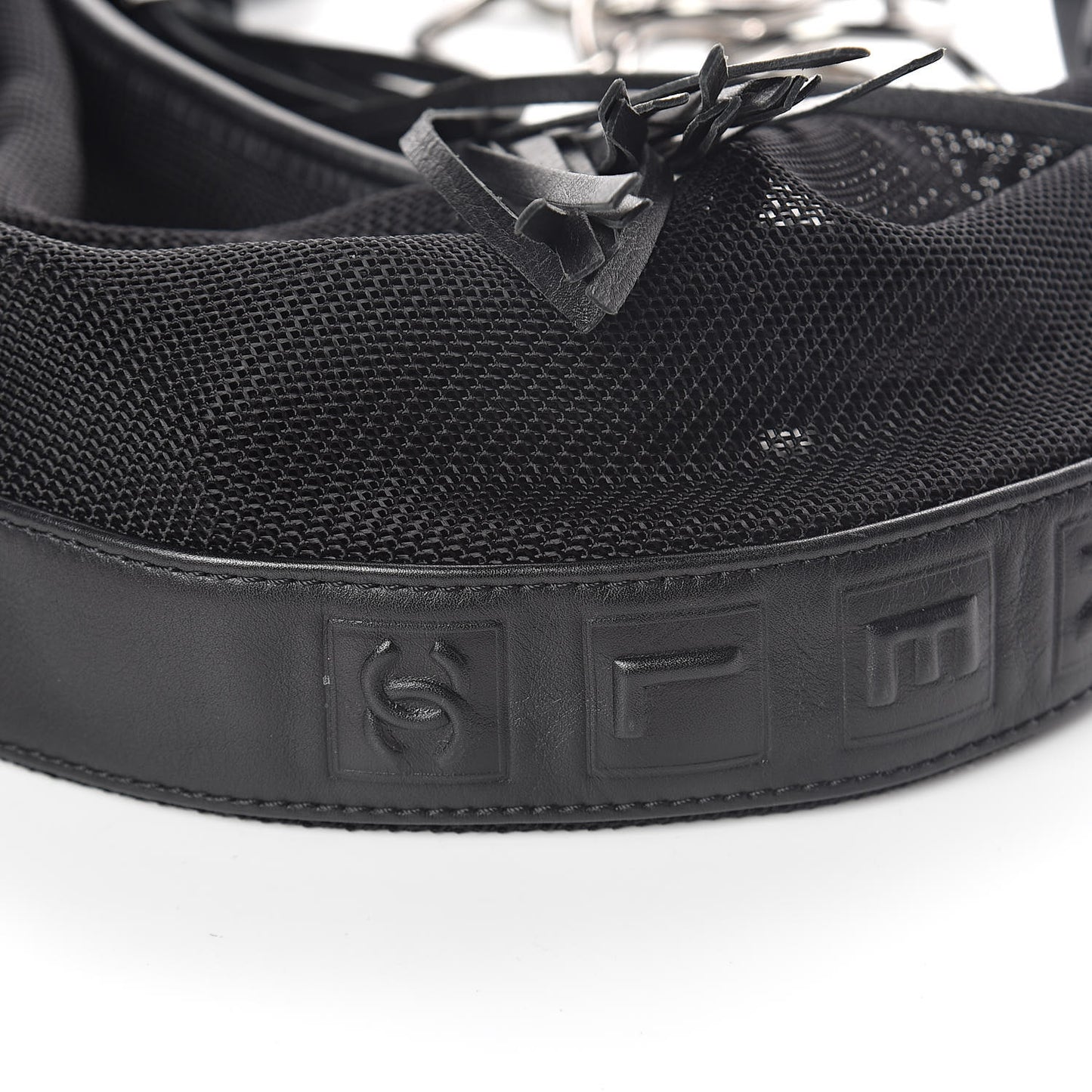 Mesh Calfskin Sport Tassel Hobo Black