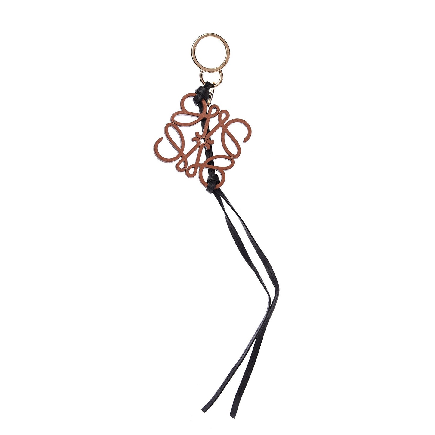 Calfskin Anagram Bag Charm Key Holder Tan