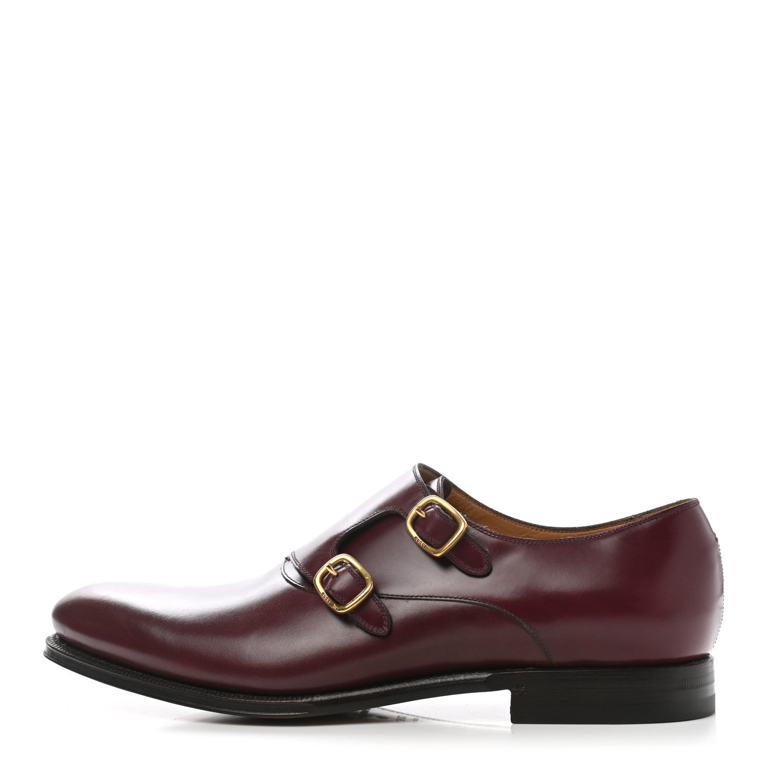 Gucci Calfskin Mens Double Monk Strap Loafers 9.5 Bordeaux 1 of 11