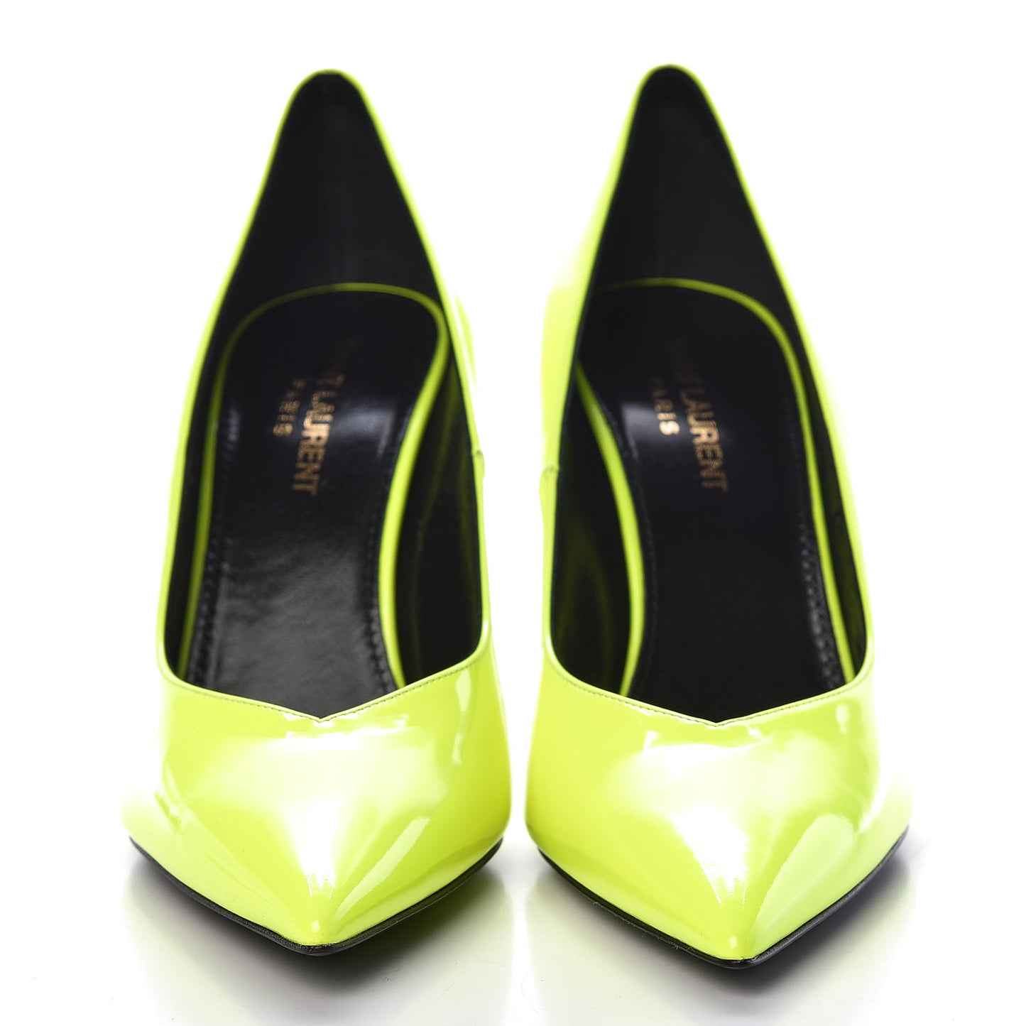 Patent Calfskin Kiki 85 Pumps 37 Yellow Fluo