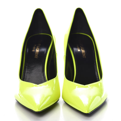 Saint Laurent Patent Calfskin Kiki 85 Pumps 37 Yellow Fluo 2 of 8
