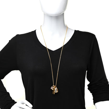 Chanel Metal Crystal Charm Necklace Purple Gold 2 of 5